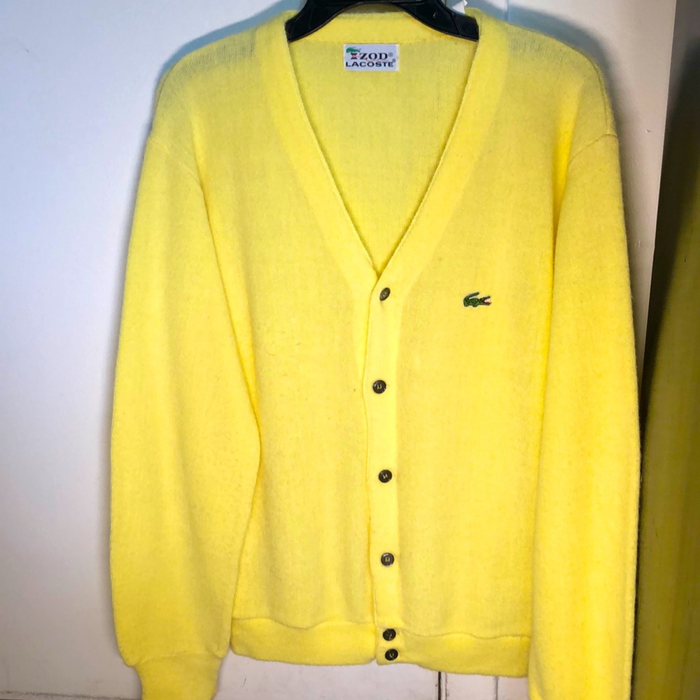 Yellow Lacoste Long sleeve V-neck cardigan